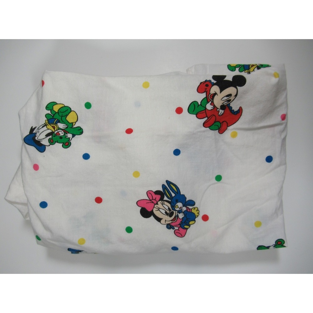 Vintage Dundee Disney Babies Fitted Crib Sheet Mickey Minnie Mouse Donald Duck
